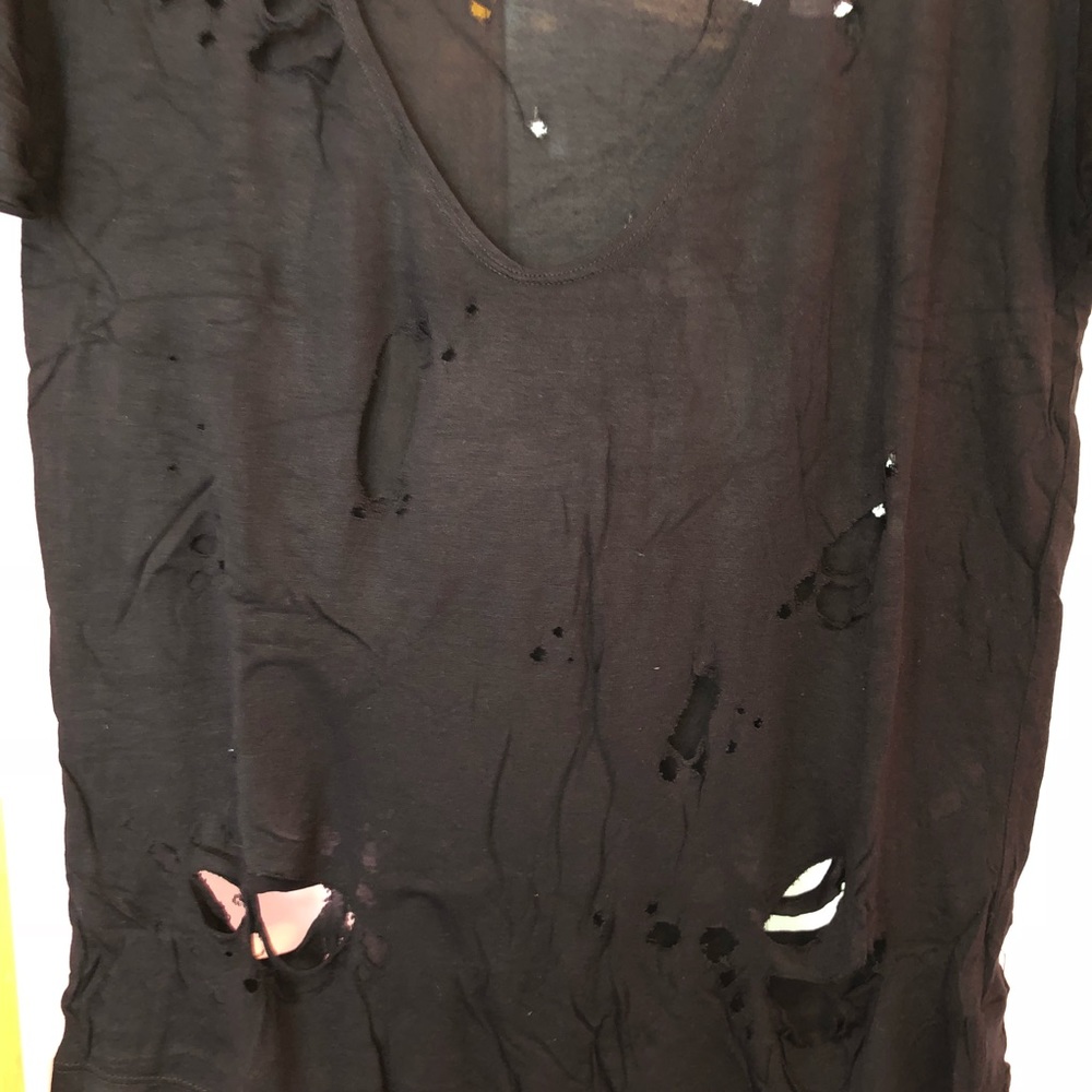 Distressed Ripped Cut Out Tee - Picture 5 of 7